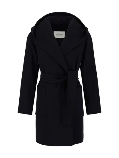 Max Mara Rialto Camel Wool Robe Coat In Black