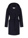 Max Mara Rialto Camel Wool Robe Coat In Blu Marino
