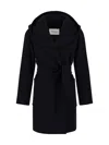 Max Mara Rialto Hooded Wrap Coat In Blue In Black