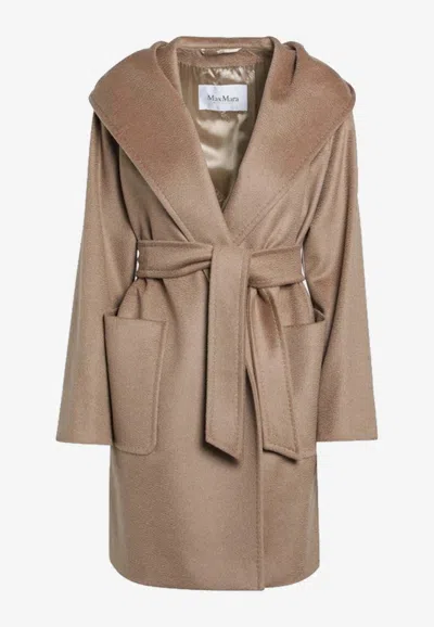 Max Mara Rialto Camel Wrap Coat In Brown