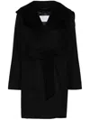 Max Mara Rialto Hooded Camel Coat In Black