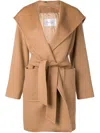 Max Mara Rialto Coat With Hood And Patch Pockets In Brown