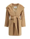 Max Mara Rialto Coat With Hood And Patch Pockets In Brown