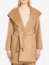 Max Mara Rialto Coat With Hood And Patch Pockets In Sand