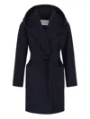 Max Mara Rialto Hooded Belted Coat In Black