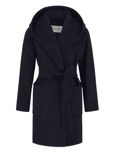 Max Mara Rialto Hooded Belted Coat In Black