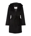 Max Mara Navy Blue Rialto Camel Wool Robe Coat In Black