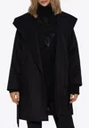 Max Mara Rialto Wool Hooded Coat In Black