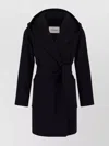 Max Mara Rialto Hooded Belted Coat In Black