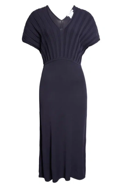 Max Mara Rib Bodice Sweater Dress In Blue