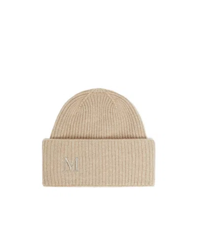 MAX MARA MAX MARA LOGO EMBROIDERED RIBBED BEANIE