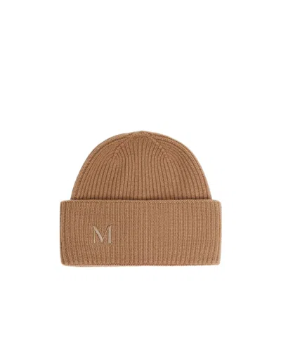Max Mara Rib-knit Cashmere Beanie Hat In Brown