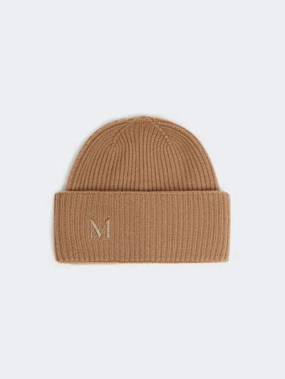 Max Mara Rib-knit Cashmere Beanie Hat In Brown