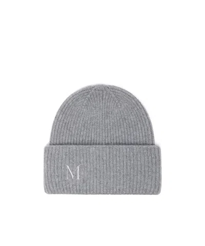Max Mara Rib-knit Cashmere Beanie Hat In Gray