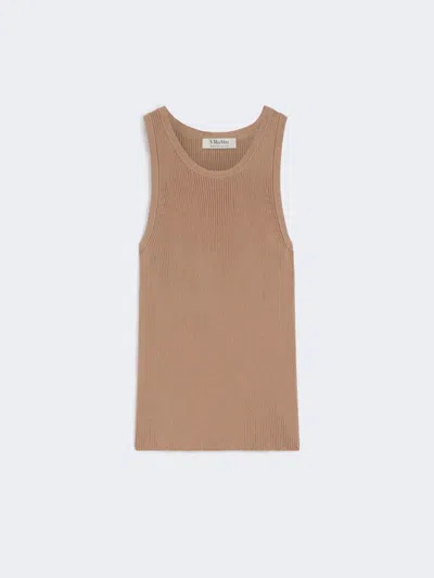 Max Mara Rib-knit Cotton Top In Brown
