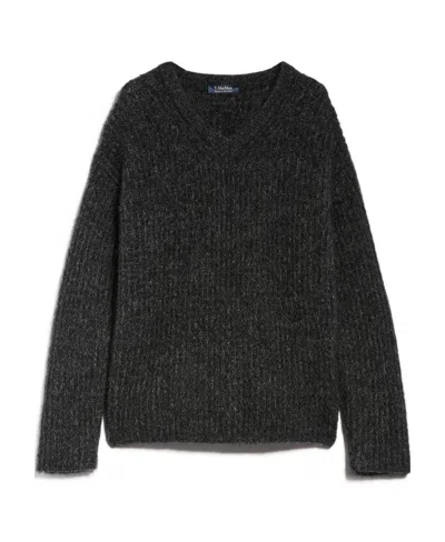 Max Mara Rib Knitted Wool Sweater In Black