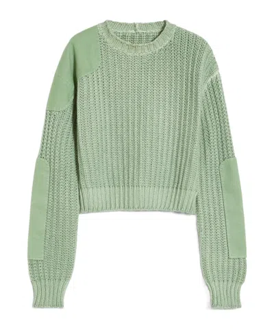 Max Mara Rib Round Neck Sweater In Green