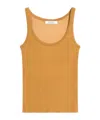 Max Mara Semi-sheer Fine-ribbed Top In Yellow