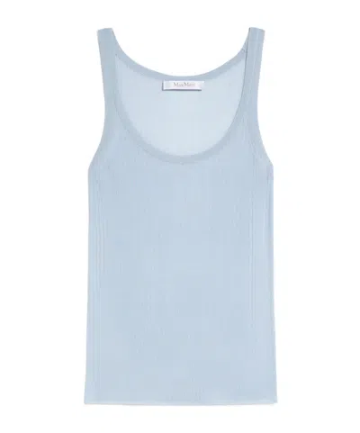 Max Mara Rib Round-necked Vest In Blue