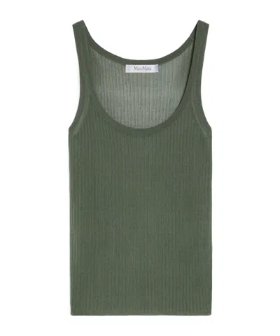 Max Mara Rib Round-necked Vest In Green