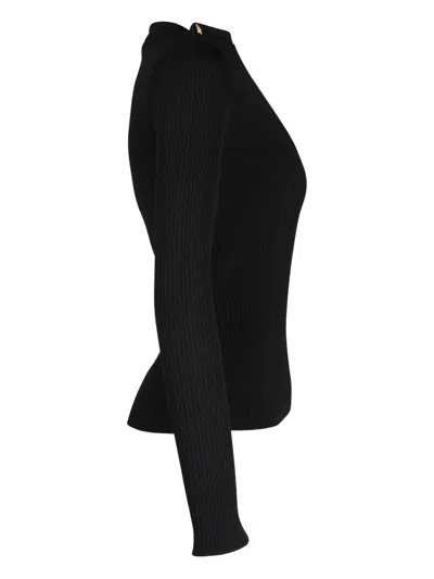 Pre-owned Max Mara Ribbed Boat-neck Top In Black