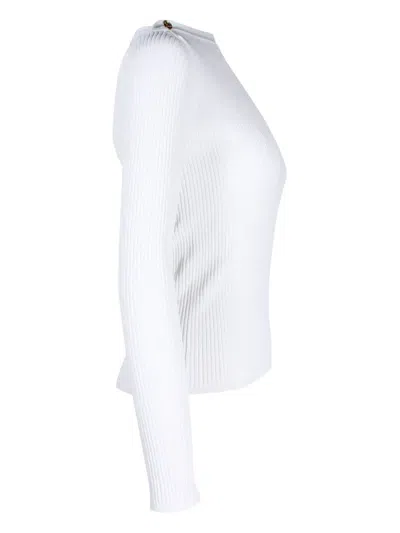 Pre-owned Max Mara Ribbed Boat-neck Top In White
