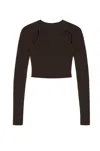 Max Mara Ribbed Brown Top With Cut-out Shoulder Details In Brown