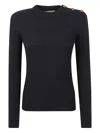 Max Mara Ribbed Button-detailed Sweater In Black