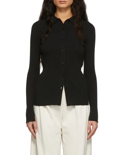 Max Mara Ribbed Cardigan In Black