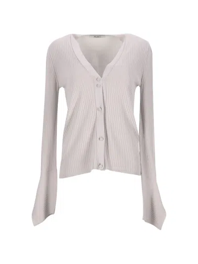 Pre-owned Max Mara Ribbed Cardigan In White