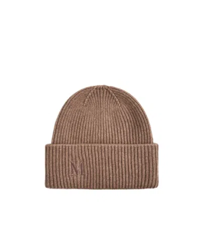 Max Mara Ribbed Cashmere Beanie In Brown