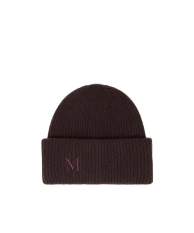 Max Mara Ribbed Cashmere Beanie In Brown