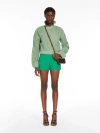 Max Mara Abisso Elbow-patch Crewneck Knit Sweater In Sage Green