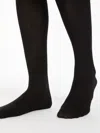 Max Mara Ribbed Cotton Tights In Black