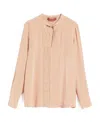 Max Mara Ribbed Crepe Chine Blouse In Nude