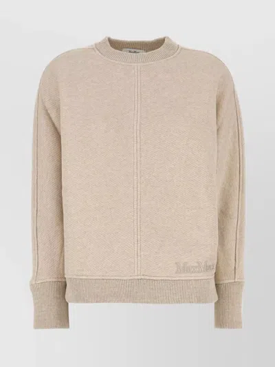 Max Mara Ribbed Crew-neck Cotton Blend Cardigan In White