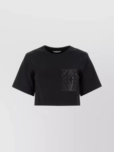 Max Mara Logo-print Cropped T-shirt In Black