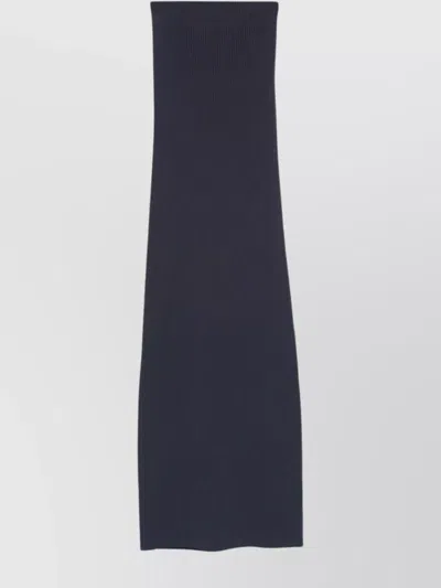 Max Mara Ribbed Detail High-waisted Long Skirt In Blue