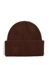 Max Mara Ribbed Embroidered Beanie In Brown