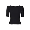 Max Mara Ribbed Fitted Top With Short Sleeves In Black