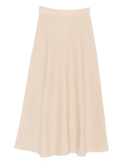 Max Mara Ribbed Flared Skirt In Neutral