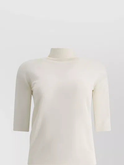 MAX MARA RIBBED HEM MOCK NECK 3/4 SLEEVES TOP
