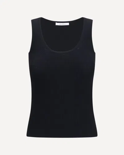 Max Mara Ribbed Jersey Tank Top In Black