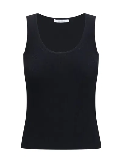 Max Mara Ribbed Viscose Jersey Tank Top In Black