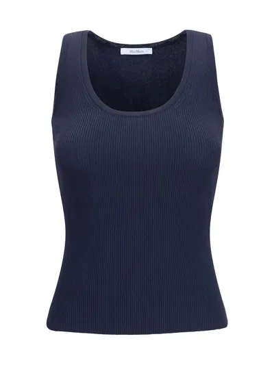 Max Mara Ribbed Viscose Tank Top In Blue