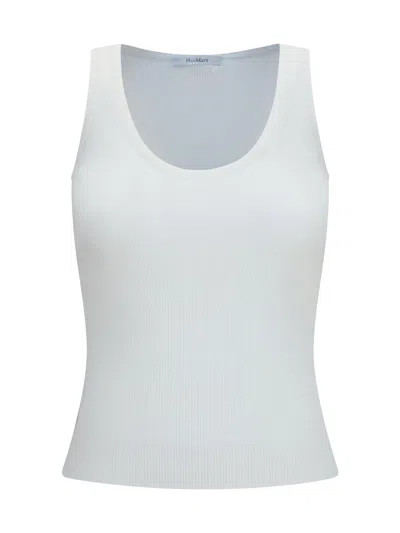 Max Mara Ribbed Jersey Tank Top In White
