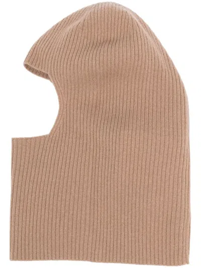 Max Mara Ribbed-knit Balaclava In Brown