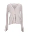 Max Mara Ribbed Knit Cardigan In Ecru Viscose In White
