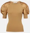 Max Mara Crewneck Knitwear Puff Sleeves In Beige
