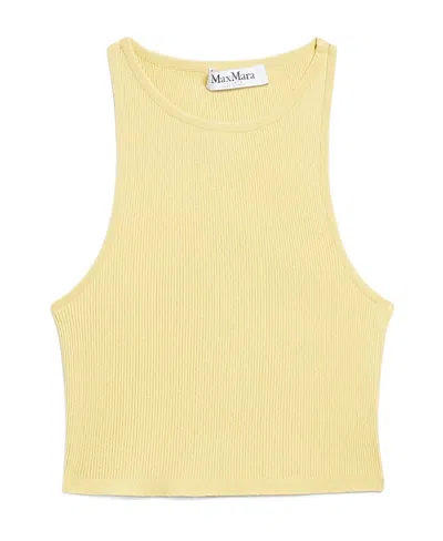 Max Mara Ribbed-knit Halterneck Tank Top In Yellow